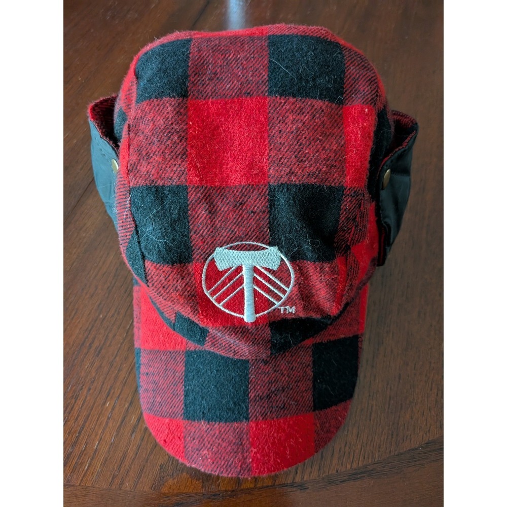 Portland Timbers Red Flanner Trapper Hat Winter Cap Red Black OS
